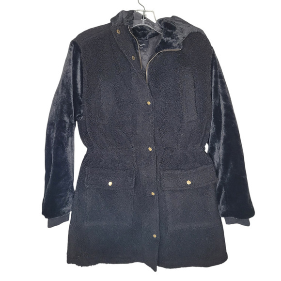 Eden Society Jackets & Blazers - Eden Society Womens Size Sm Sherpa Jacket Hooded Full Zip Faux Fur Cozy Black